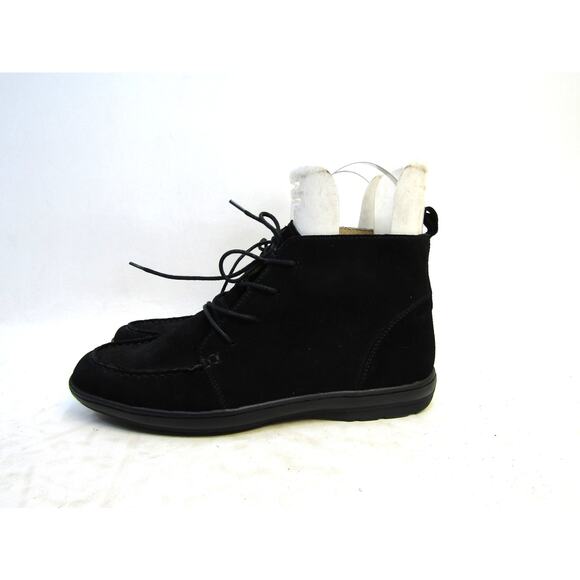 Lands End Size 11 B Black Suede Lace Up Ankle Fashion Boots Bootie - Picture 1 of 11